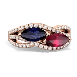 Sapphire Diamond Rivers 14K Rose Gold ring R3070