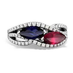 Sapphire Diamond Rivers 14K White Gold ring R3070