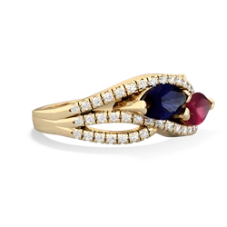 Sapphire Diamond Rivers 14K Yellow Gold ring R3070