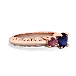 Sapphire Art Deco Eternal Embrace Engagement 14K Rose Gold ring C2003