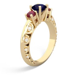 Sapphire Art Deco Eternal Embrace Engagement 14K Yellow Gold ring C2003