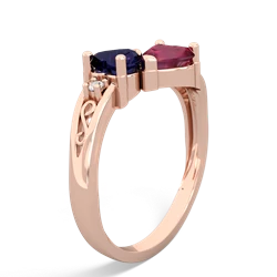 Sapphire Snuggling Hearts 14K Rose Gold ring R2178