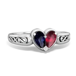 Sapphire Filligree 'One Heart' 14K White Gold ring R5070