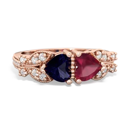 Sapphire Diamond Butterflies 14K Rose Gold ring R5601