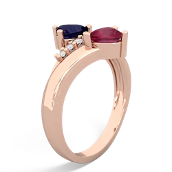 Sapphire Heart To Heart 14K Rose Gold ring R2064