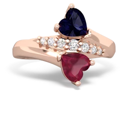 Sapphire Heart To Heart 14K Rose Gold ring R2064