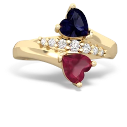 Sapphire Heart To Heart 14K Yellow Gold ring R2064