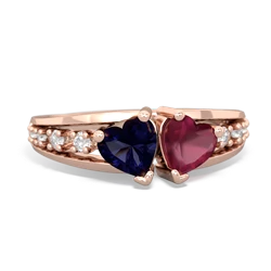 Sapphire Heart To Heart 14K Rose Gold ring R3342