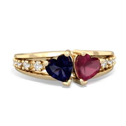 Sapphire Heart To Heart 14K Yellow Gold ring R3342