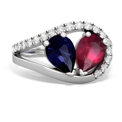 Sapphire Nestled Heart Keepsake 14K White Gold ring R5650