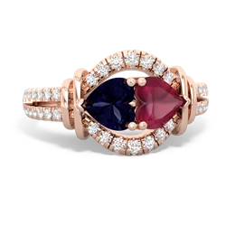 Sapphire Art-Deco Keepsake 14K Rose Gold ring R5630