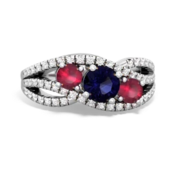 Sapphire Three Stone Aurora 14K White Gold ring R3080