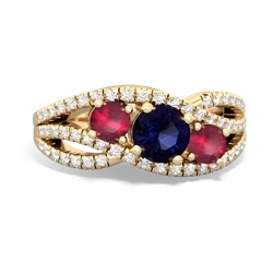 Sapphire Three Stone Aurora 14K Yellow Gold ring R3080