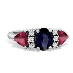 Sapphire Antique Style Three Stone 14K White Gold ring R2186