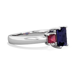 Sapphire Three Stone Emerald-Cut Trellis 14K White Gold ring R4021