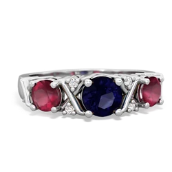 Sapphire Hugs And Kisses 14K White Gold ring R5016