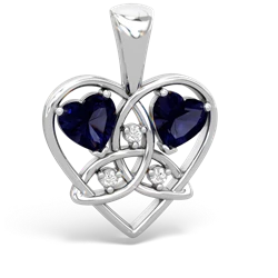 Sapphire Celtic Trinity Heart 14K White Gold pendant P5331