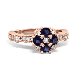 Sapphire Sparkling Tiara Cluster 14K Rose Gold ring R26293RD