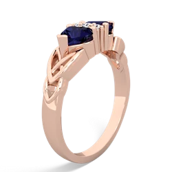 Sapphire Celtic Knot Double Heart 14K Rose Gold ring R5040