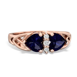 Sapphire Celtic Knot Double Heart 14K Rose Gold ring R5040