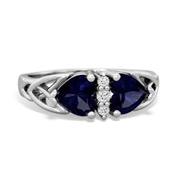 Sapphire Celtic Knot Double Heart 14K White Gold ring R5040