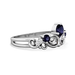 Lab Sapphire Crown Keepsake 14K White Gold ring R5740