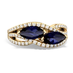 Sapphire Diamond Rivers 14K Yellow Gold ring R3070