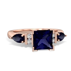 Lab Sapphire 6Mm Princess Eternal Embrace Engagement 14K Rose Gold ring C2002