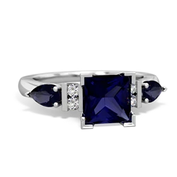 Alexandrite 6Mm Princess Eternal Embrace Engagement 14K White Gold ring C2002