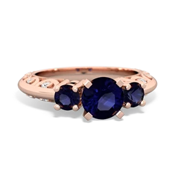 Sapphire Art Deco Eternal Embrace Engagement 14K Rose Gold ring C2003