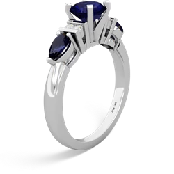 Lab Sapphire 6Mm Round Eternal Embrace Engagement 14K White Gold ring R2005