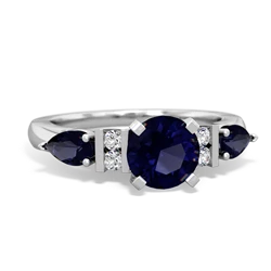 Sapphire 6Mm Round Eternal Embrace Engagement 14K White Gold ring R2005