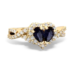 Sapphire Diamond Twist 'One Heart' 14K Yellow Gold ring R2640HRT