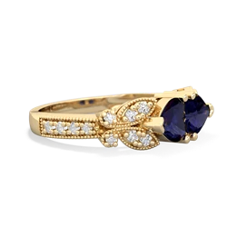 Sapphire Diamond Butterflies 14K Yellow Gold ring R5601