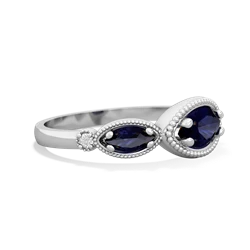 Lab Sapphire Milgrain Marquise 14K White Gold ring R5700