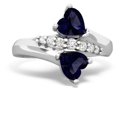 Sapphire Heart To Heart 14K White Gold ring R2064