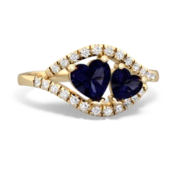 Sapphire Mother And Child 14K Yellow Gold ring R3010