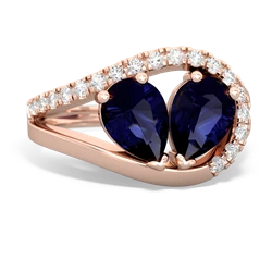 Sapphire Nestled Heart Keepsake 14K Rose Gold ring R5650