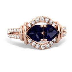 Sapphire Art-Deco Keepsake 14K Rose Gold ring R5630