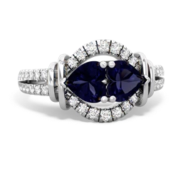 Sapphire Art-Deco Keepsake 14K White Gold ring R5630