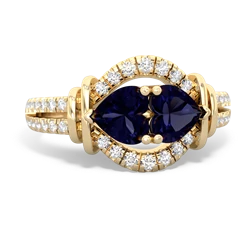 Sapphire Art-Deco Keepsake 14K Yellow Gold ring R5630