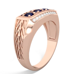 Tanzanite Three Stone Tire Tread Men's 14K Rose Gold ring R0520