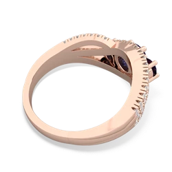 Lab Pink Sapphire Three Stone Aurora 14K Rose Gold ring R3080