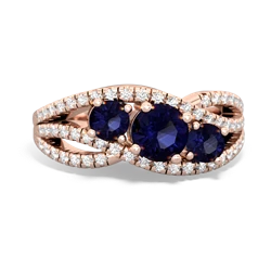 Sapphire Three Stone Aurora 14K Rose Gold ring R3080