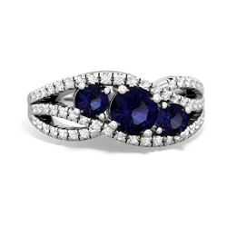 Lab Sapphire Three Stone Aurora 14K White Gold ring R3080