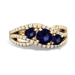 Sapphire Three Stone Aurora 14K Yellow Gold ring R3080