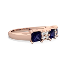 Blue Topaz Three Stone Diamond Cluster 14K Rose Gold ring R2592