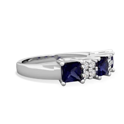 Lab Ruby Three Stone Diamond Cluster 14K White Gold ring R2592