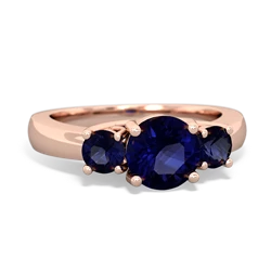 Blue Topaz Three Stone Round Trellis 14K Rose Gold ring R4018