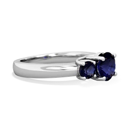 Lab Sapphire Three Stone Round Trellis 14K White Gold ring R4018